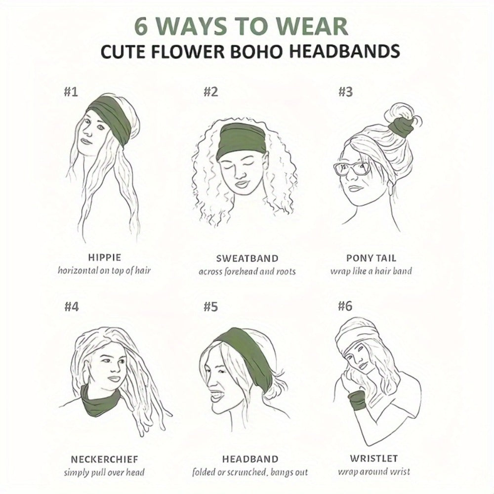 Floral Turban Headbands for Women 8 Pack Non-Slip Elastic Boho Knotted Wide Hair Wrap for Sports Yoga Running Workout Sweatband Moisture Wicking Fashion Hair Accessories Gift Set