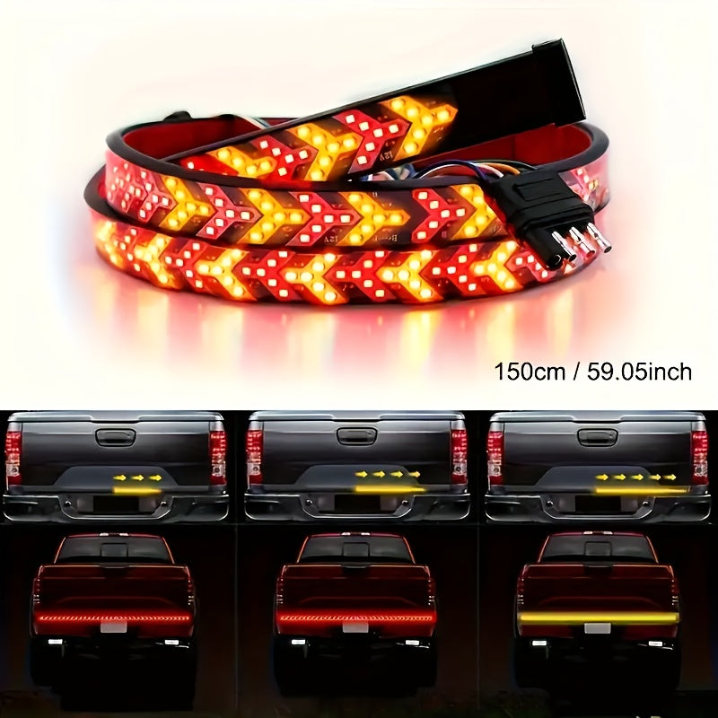 60 Inch Arrow LED Tailgate Light Strip for Trucks - Super Bright White & Amber Light, 12V DC, Easy to Install, Vehicle Use, Without Battery
