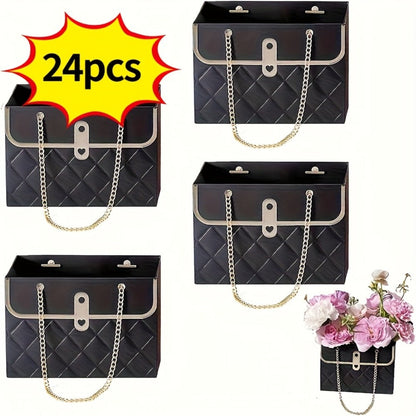 Paper Flower Bouquet Gift Bags with Metal Chain Handle Bulk – 12/24/36/48 Pcs Tote Bags for Wedding Party Birthday Florist Graduation Holiday Colorful Gift Wrapping