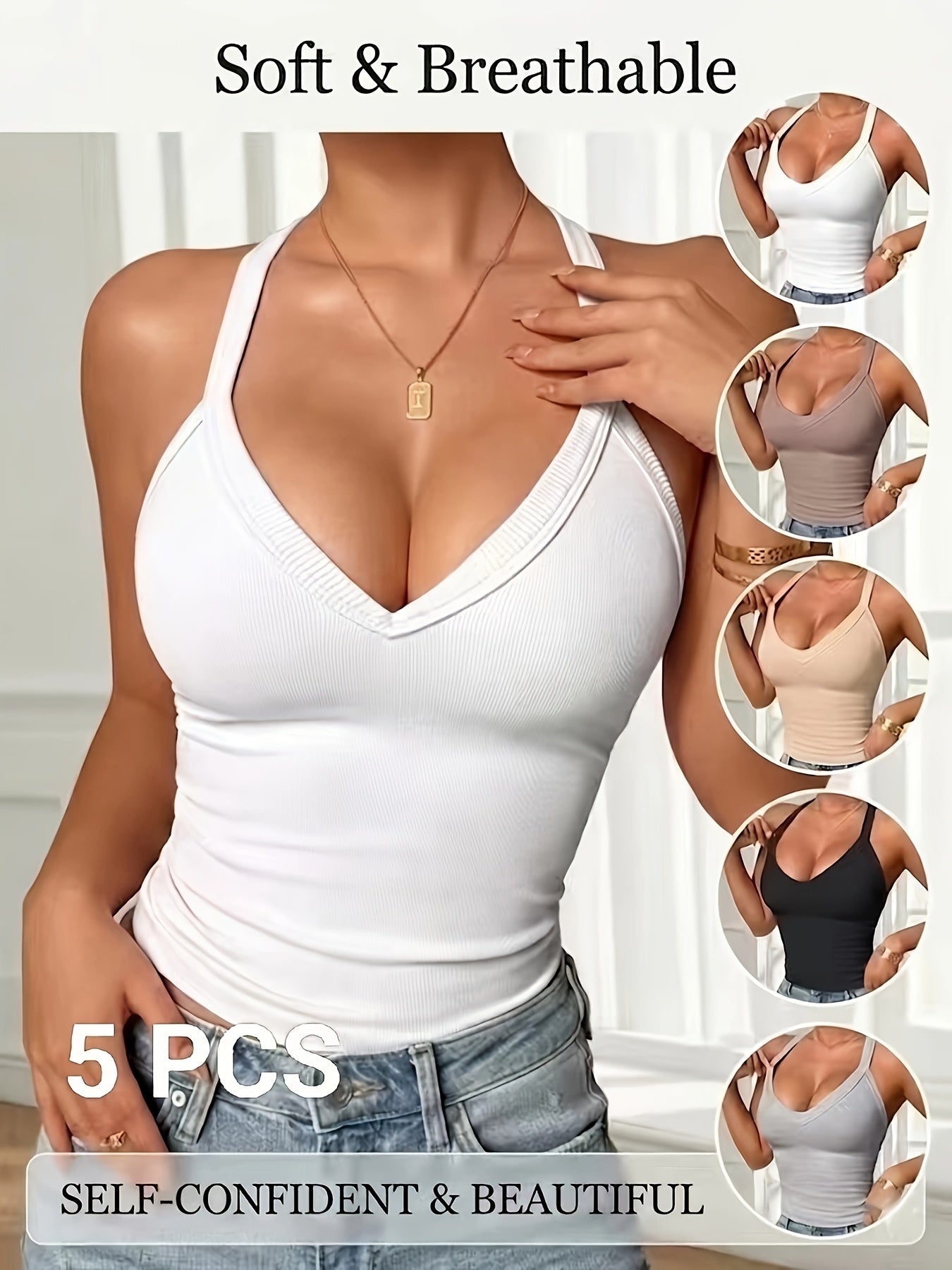 Women's Classic Tank Top - V-Neck Sleeveless Style 9317