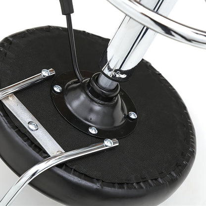 Cushioned Salon Stool with Backrest & Adjustable Height 18.9"-22.8" - Round 360° Swivel Chair for Hair Salon Spa Barbershop Office Home, Chrome Base, Black