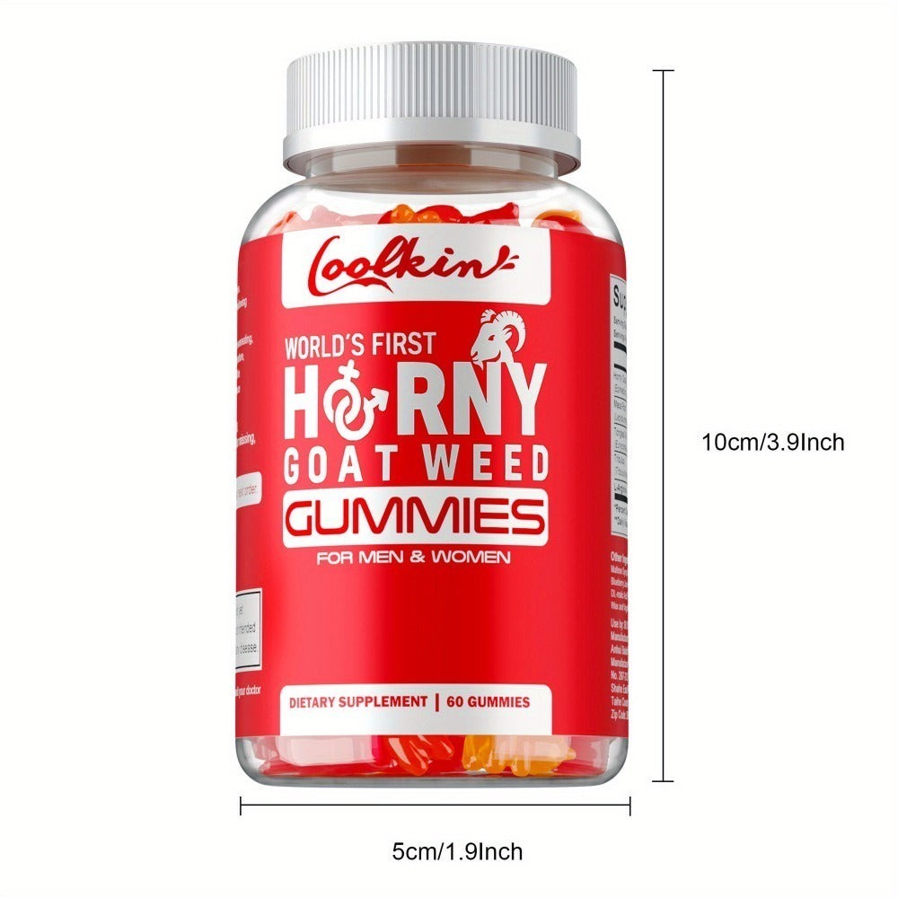 Horny Goat Weed Gummies with Maca Root Tongkat Ali Tribulus & L-Arginine – Men's Vitality & Energy Support Chewable Supplement, 60 Gummies, Natural Male Wellness Formula