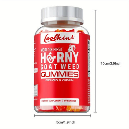 Horny Goat Weed Gummies with Maca Root Tongkat Ali Tribulus & L-Arginine – Men's Vitality & Energy Support Chewable Supplement, 60 Gummies, Natural Male Wellness Formula