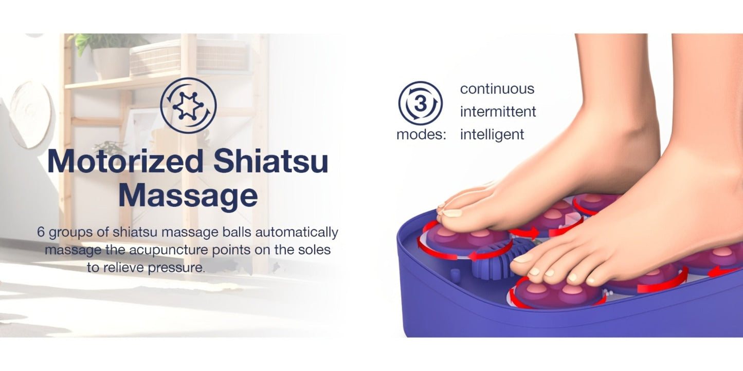Foot Spa Massager Collapsible with Heater & Temperature Control – Foot Bath with Bubbles, 6 Massage Rollers, Vibration, Red Light Therapy & Auto Massage for Home Foot Care, Black Blue