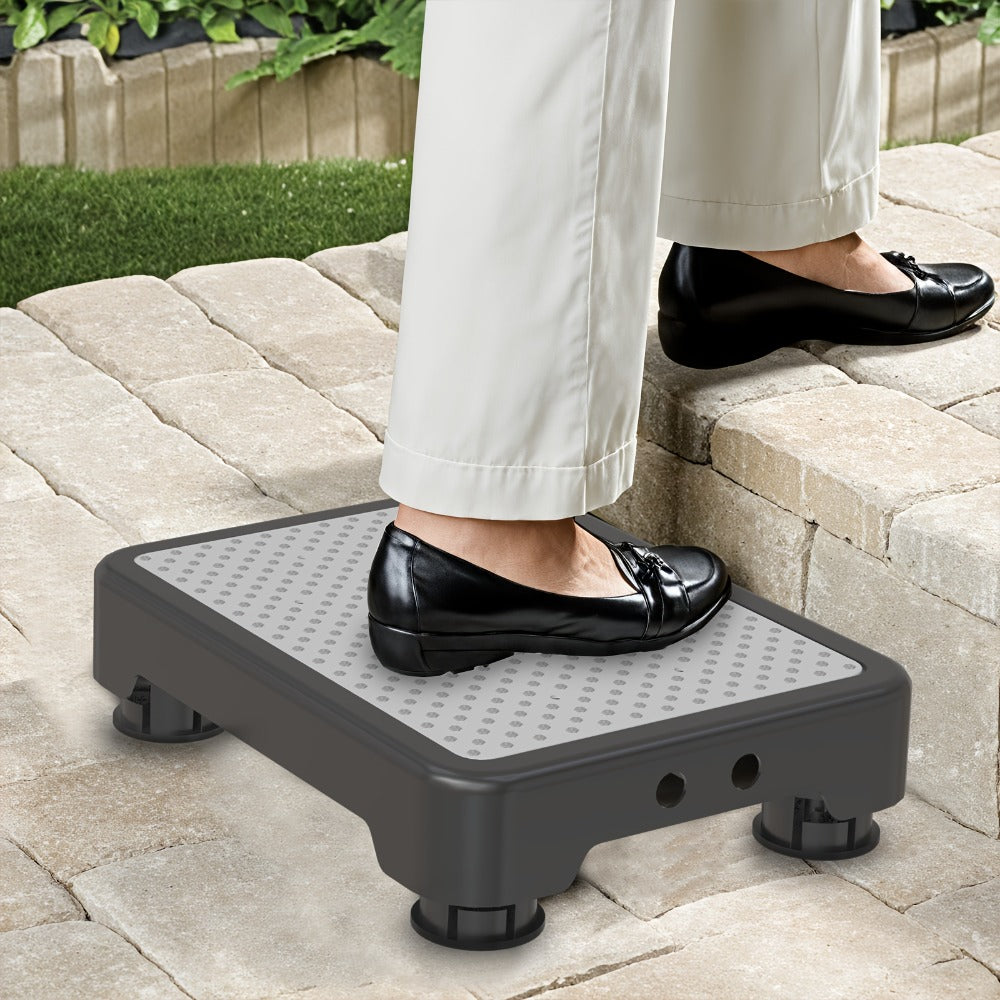 Non-Slip Step Stool Heavy Duty 550LBS Capacity Portable One Step Platform for Elderly Adults - Anti-Slip Rubber Mat Height Adjustable Indoor Outdoor Use Bed Car Door Bathroom Stair