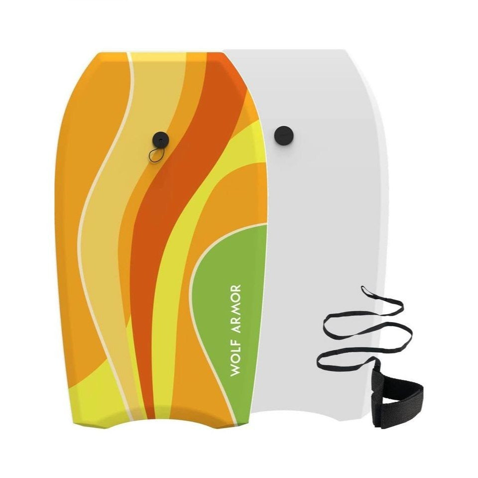 XPE Bodyboard 37'' or 41'' Crescent Tail Slick Rails EPS Core HDPE Bottom Wrist Leash for Kids Teens Adults Beach Ocean Pool Blue Orange