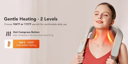 Wearable Neck & Shoulder Massager with Heat – 6D Bionic Hand Kneading Trapezius Massager, 9 Modes 3 Intensities 40-45°C Heat, Hands-Free Deep Tissue Massage for Home & Office, Gift for Women Men Mom