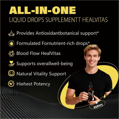 Men's Herbal Performance Drops with Shilajit Black Maca Longjack Root L-Arginine – Natural Vitality & Circulatory Support Supplement, Clean Formula No Chemical Additives, Gentle Non-Irritating