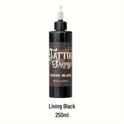 Neebol Super Black Tattoo Ink Darkest Outlining Shading Blending Fade-Resistant Professional Body Art Pigment for Artists & Beginners 100ml 250ml