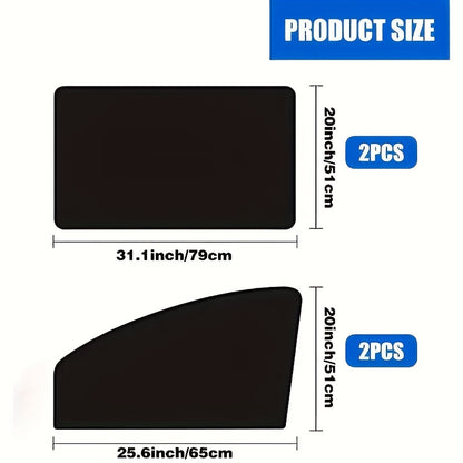 4pcs Magnetic Car Sunshade Set with 8 Magnets - Black Mesh Window Blocker, UV Protection and Privacy Screen, Easy to Install, Summer Essential