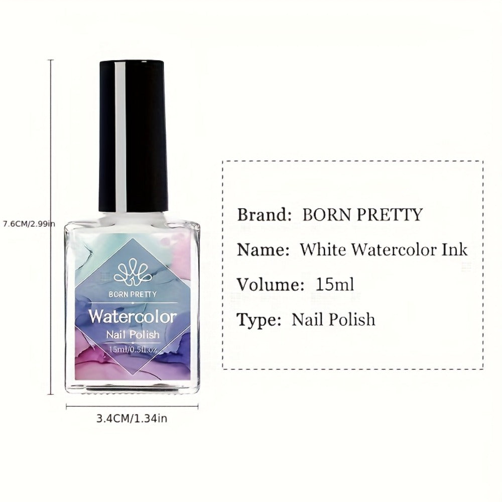 Blooming Gel Nail Polish White Watercolor Gradient Flower Effect — Semi-Permanent Soak-Off LED UV Nail Art Ink, Floral Marble Manicure Tool for Women Home Salon, Bridal Wedding Nails Gift