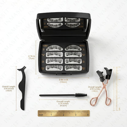 3D Quantum Magnetic Lash Clusters Kit 8Pcs — No Glue False Eyelashes with Applicator Tweezers & Brush, 2 Styles Reusable Beginner-Friendly Natural Lash Set for Daily Makeup, Parties & Valentine Gift