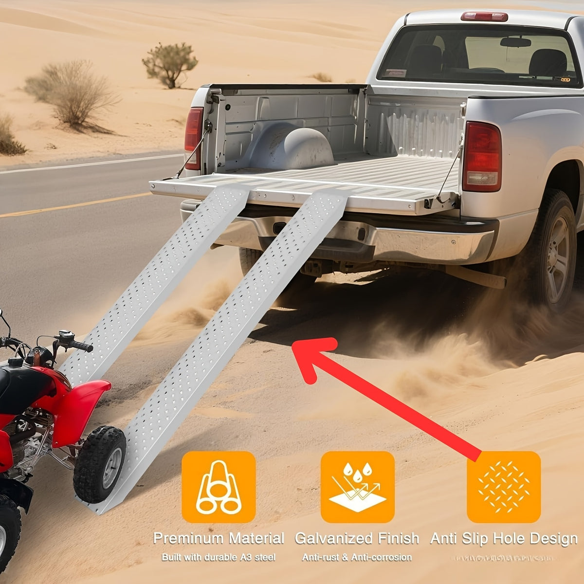 WAYWE Foldable Truck Tailgate Ladder for Pickup with Aluminum Step Grip Plates, Replaceable Rubber Ladder Feet & Stainless Steel Self Drilling Hex Screws for Easy Installation Folding Heavy Duty Tire Step Fit Tire From 10inch to 15inch
