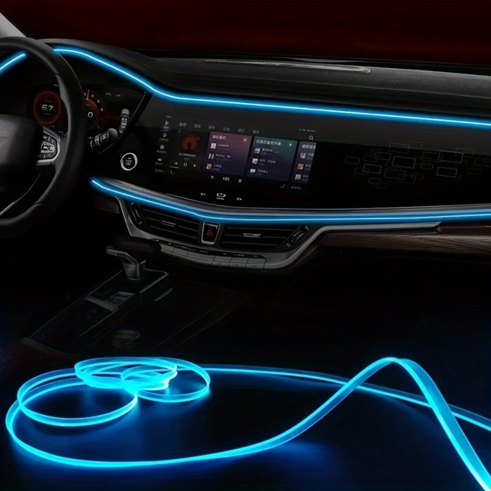 RGB Car Interior Ambient Lights LED Strip 8-Color App Control Music Sync Dashboard Door Console Neon Lighting Kit for Tesla Truck SUV Off-Road, USB 5V Plug-and-Play Car Decor Accessories
