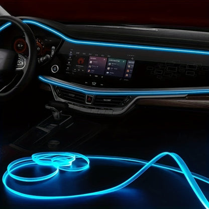 RGB Car Interior Ambient Lights LED Strip 8-Color App Control Music Sync Dashboard Door Console Neon Lighting Kit for Tesla Truck SUV Off-Road, USB 5V Plug-and-Play Car Decor Accessories