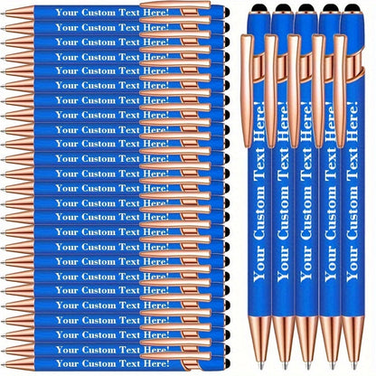Custom Engraved Luxury Pens Bulk Set with Touch Tip & Soft Grip - Personalized with Logo, Name or Text, Elegant Gift Pens for Wedding, Birthday, Christmas, Office, Party Giveaways - 25/30/35/45/50 Pcs