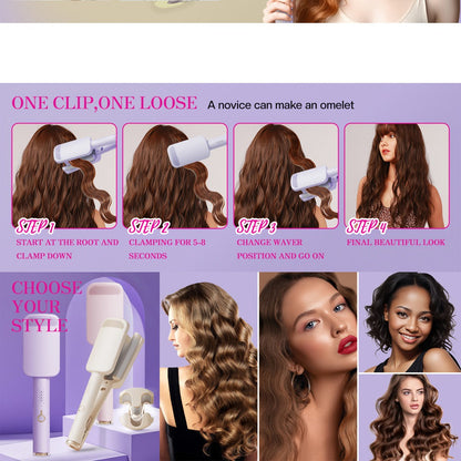 Hair Curling Iron 1.25 Inch - Beach Wave Curling Wand with Dual Voltage, Deep Wave Barrel, Anti-Frizz Ceramic Coating, Easy Home Use, Travel-Ready Styling Tool for All Hair Types