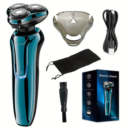 Electric Shaver for Men 4D Floating Triple Blade Waterproof — Wet Dry Razor with LED Battery Display & Type-C Fast Charging, High-End Close Shave Grooming Gift for Dad Husband