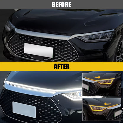 Car Hood LED Light Strip – 79" / 6FT Flexible Daytime DRL Strip with Fuse Protection, Universal Fit for Car SUV Truck Van, No Wiring Needed, White 12V (1.8M)