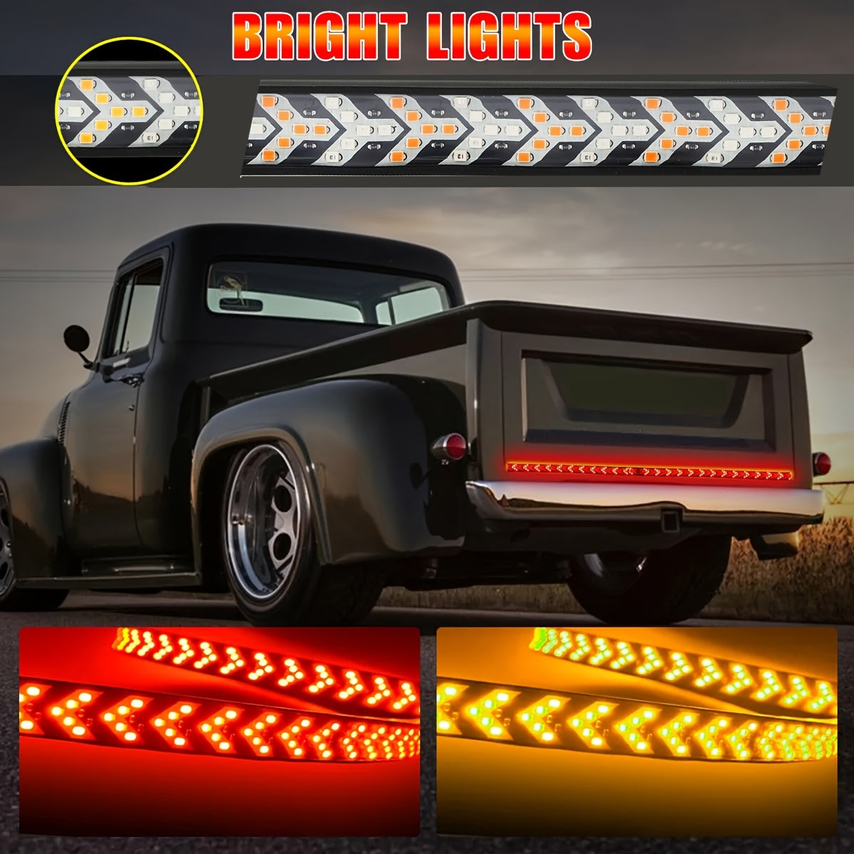 1pc, 60-Inch LED Tailgate Striped Light Designed for Trucks, Modern Vehicle Exterior Lighting, Featuring High Brightness Anti-Rear-End LED Light Bar, Fish Bone Arrowhead Lamp Suitable for Pickups And Suvs, Easy Installation Without Drilling