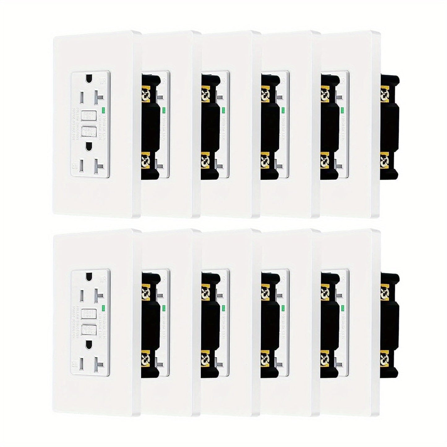 GFCI Outlet 20 Amp Tamper Resistant WR Weather Resistant with Wall Plate ETL Listed LED Indicator Test Reset Button Ground Fault Circuit Interrupter for Bathroom Kitchen Garage 2 4 6 10 20 Pack Black White