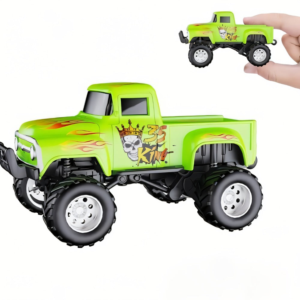 RC Monster Truck 1:64 Scale Alloy Shell with LED Lights | Multi-Control Modes, Adjustable Speed & Steering | Mini Off-Road Toy Car for Kids Adults