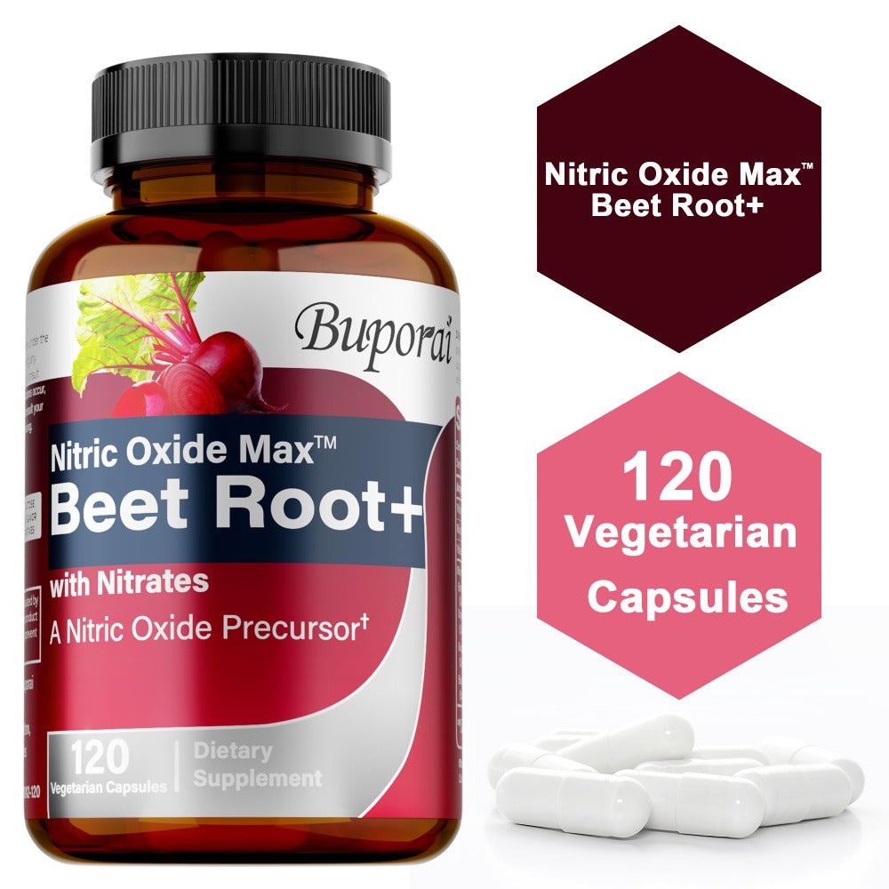 Nitric Oxide Beet Root Supplement with Beet Root Powder, Nitrates, Black Pepper & Antioxidants - Supports Blood Pressure, Heart Health & Nitric Oxide Production - 120 Capsules