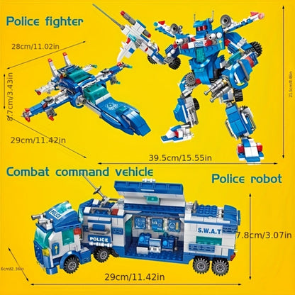 City Police Building Blocks Set 700 Pieces – Patrol Car Truck with Action Figures, Brick Toy for Boys Role Play STEM, Birthday Christmas Halloween Thanksgiving Gift Ages 6 7 8 9 10