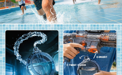 Electric Water Gun for Kids Ages 3-6 – Large Tank Auto Squirt Blaster with Sound & Light Effects, Summer Outdoor Pool Beach Backyard Party Toy, Birthday Gift for Boys & Girls, Black & Blue