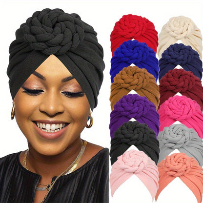 Boho Turban Headbands for Women 5 Pack – African Indian Style Twisted Knot Knit Hair Wrap Hat Retro Ethnic Fashion Head Scarf Baotou Cap Mixed Colors Versatile Headband Set