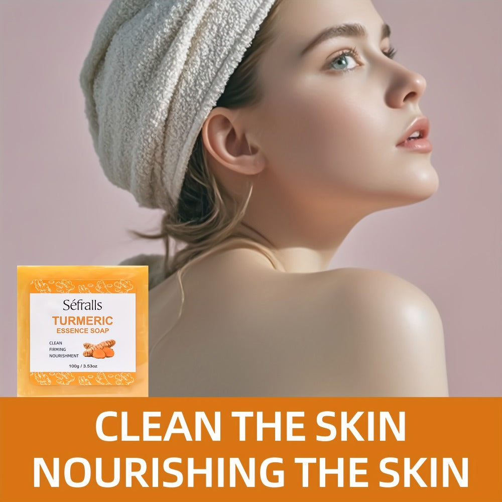 Turmeric Skincare Set 3 Pcs - Turmeric Face Cream, Facial Soap & Essential Oil Kit for Deep Pore Cleansing, Brightening & Moisturizing, Oil Control Skin Care Gift Set for Women & Men