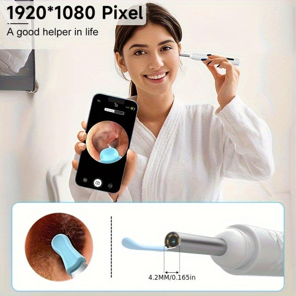 Ear Cleaning Camera Kit 1080P HD Rechargeable Lithium Battery – 6 Ear Spoons, Ear Tweezers, Visual Ear Wax Removal Tool Compatible with All Smartphones for Adults Safe Home Ear Care
