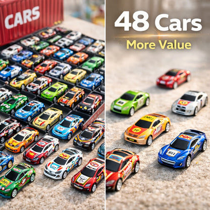 48-Piece Parking Lot Playset for Kids – 4-Level Car Garage with Friction Powered Mini Cars, Ramp & Track, Toddler Boys Vehicle Toy Birthday Gift Ages 3 4 5 6