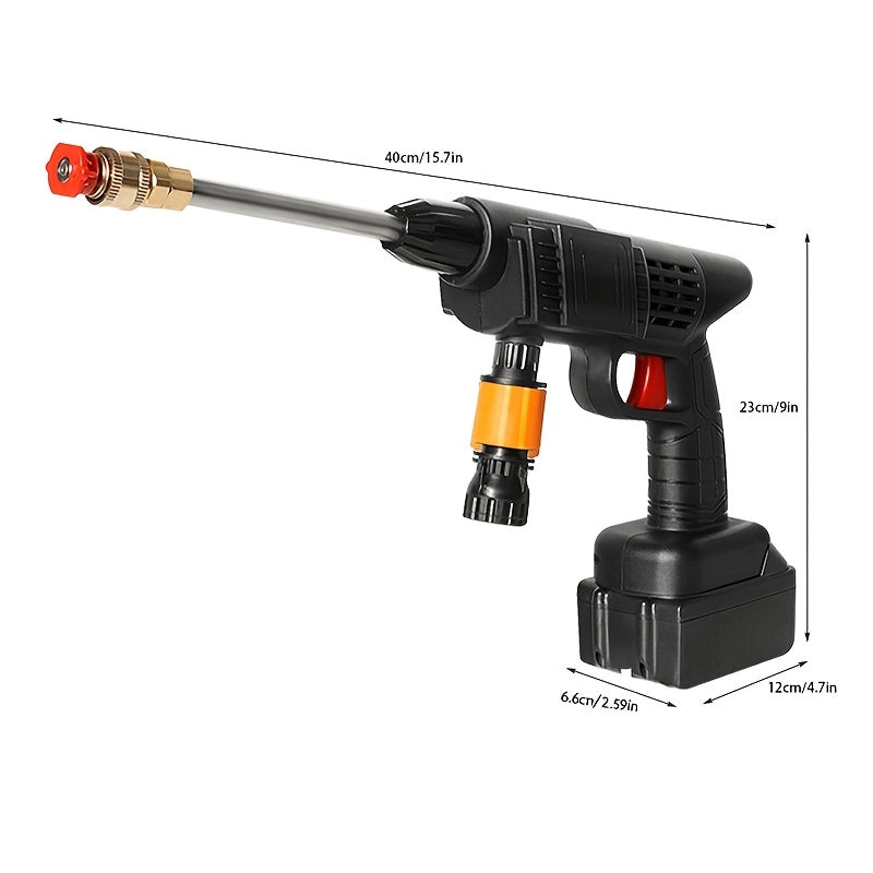1 Wireless High Pressure Water Gun, Portable Cordless Car Washing Tool, Powerful Car Washing Tool, Garden Hose Nozzle, Multi-functional Watering Tool, Suitable for Home, Garden, Car, Elevator..