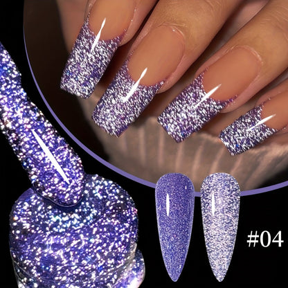 Glitter Gel Nail Polish Set 6pcs Crushed Starlight Sparkling Rhinestone Soak-Off UV LED 0.51oz Each – Photo Frame & Candy Styles Seasonal Nail Art Kit for Women, Salon & Home Manicure, Gift for Her