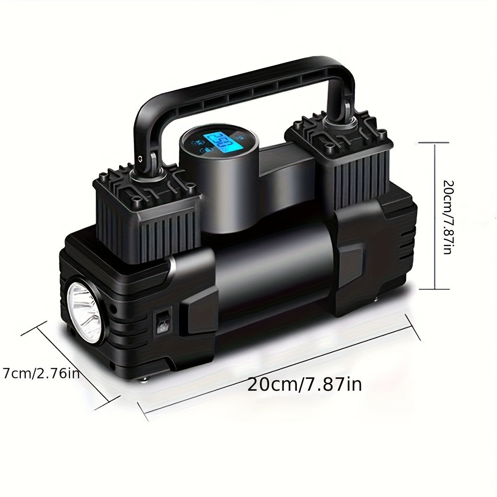 12V 150 PSI Air Compressor Tire Inflator Portable Powerful Dual Cylinder Air Pump, Used for Car Tires, Car Additions, Automatic Tire Pump, with LED Digital Pressure Gauge, LED Light, Suitable for SUV, Car, Bicycle, Basketball, Lifebuoy