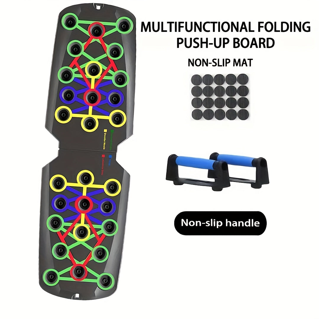 Push Up Board Multifunctional Color-Coded Chest Workout System, Adjustable Home Gym Equipment for Chest, Shoulders, Triceps & Back Strength Training, Lightweight Durable Frame with Resistance Bands & Pull Ropes