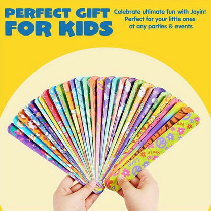 288 Pcs Slap Bracelets Party Favors Bulk Set – 36 Colorful Designs for Kids, Classroom Prizes, Goodie Bags, Easter Halloween Valentine Birthday Party Supplies