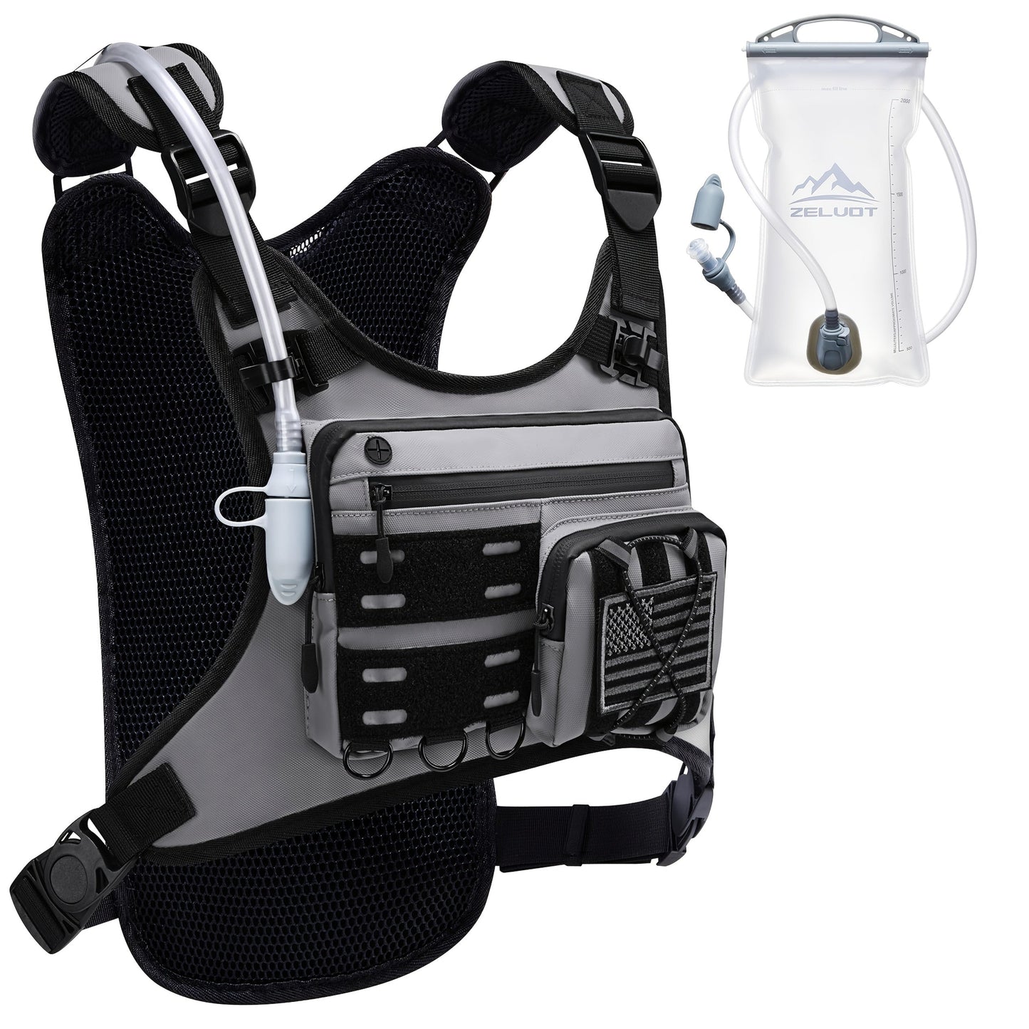 Running Hydration Vest with 2L Water Bladder – Lightweight Reflective Chest Pack for Men Women Marathon Trail Running