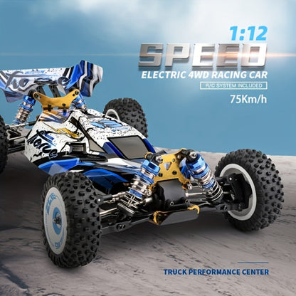 Wltoys 124017 RC Car 75KM/H Brushless 4WD – Professional High-Speed Off-Road Drift Racing Car, Aluminum Alloy Chassis, Oil Pressure Shock Absorber, 2 Batteries Included, Gift for Boys & RC Hobbyists