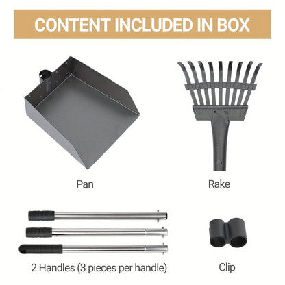 Dog Pooper Scooper Set Stainless Steel – Rust-Proof Tray & Rake with Adjustable Handles, Easy-Clean Pet Waste Removal Scoop for All Breeds, Multiple Colors Available
