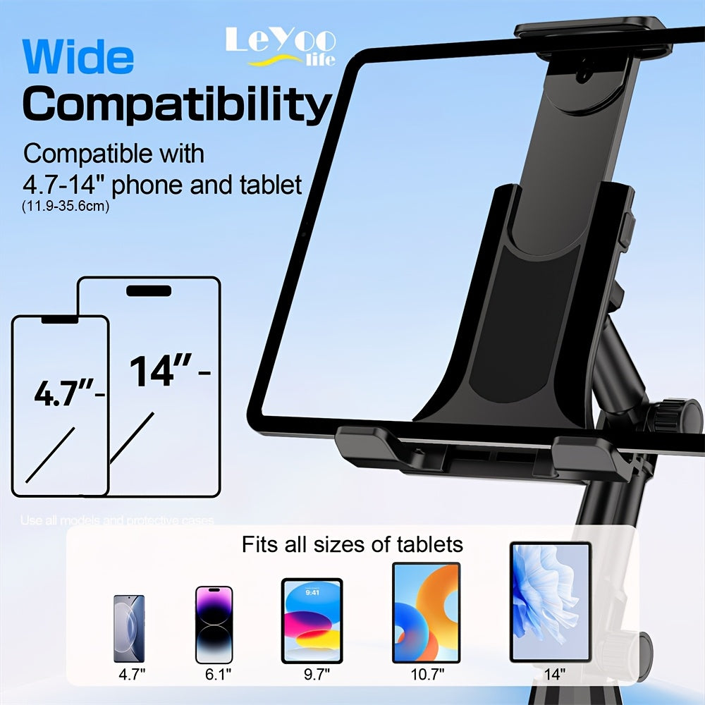 Tablet And Smartphone Car Cup Holder Mount, a Versatile 3-In-1 Phone Holder with an Adjustable Sturdy Base, Accommodates Devices from 4.7 to 14 Inches, Suitable for Ipad Mini/Air/Pro, Iphone, And All Mobile Phones, Made of ABS Material, Rotatable