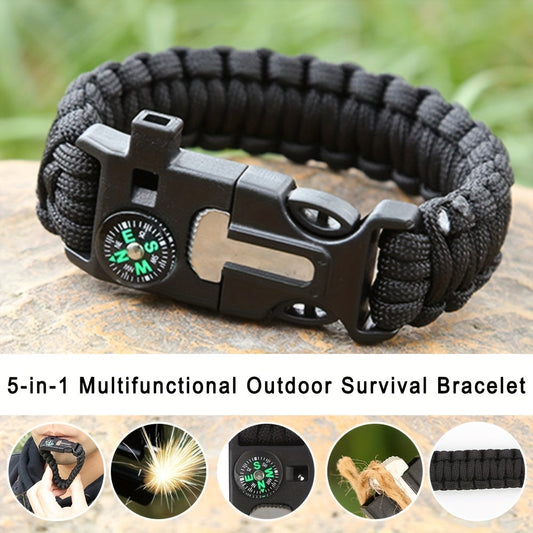 Paracord Survival Bracelet 5-in-1 with Compass, Saw, Flint Fire Starter & Whistle – 4-Pack Multi-Color Emergency Outdoor Bracelet for Camping, Hiking, Fishing, Skiing & Survival, Great Gift Idea
