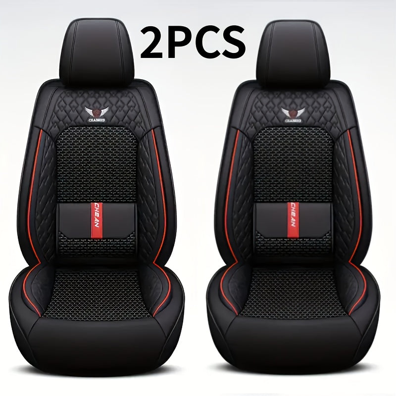 5-Seat Or 2-Front Or 1-Front Set Breathable Faux Leather Car Seat Covers - Stretchable Fit for Suvs, Sedans & Pickups, Easy Care with Sponge Fill Halloween Gifts
