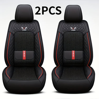5-Seat Or 2-Front Or 1-Front Set Breathable Faux Leather Car Seat Covers - Stretchable Fit for Suvs, Sedans & Pickups, Easy Care with Sponge Fill Halloween Gifts