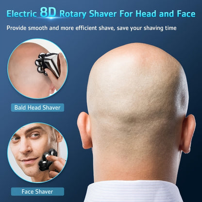 9D Floating Head Electric Razor for Bald Men 5-in-1 Grooming Kit Beard Trimmer Nose Hair Trimmer Facial Cleanser Body Groomer USB Rechargeable Cordless Shaver for Home Travel