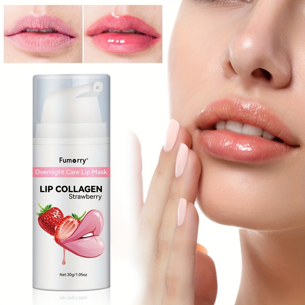 Collagen Lip Mask Overnight Plumping 30g — Moisturizing Repair Treatment for Dry Cracked Chapped Lips Night Care Revitalizing Softens Protects Firms Lip Skin Women 1.05oz