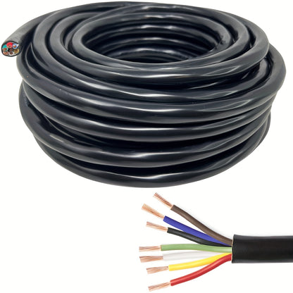 7 Way Trailer Wire, Heavy Duty 14 Gauge 7 Conductor RV Trailer Wiring, CCA Color-Coded Durable Trailer Wiring Extension, Copper Clad Aluminum Conductor Insulated Trailer Cable