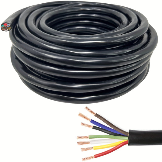 7 Way Trailer Wire, Heavy Duty 14 Gauge 7 Conductor RV Trailer Wiring, CCA Color-Coded Durable Trailer Wiring Extension, Copper Clad Aluminum Conductor Insulated Trailer Cable