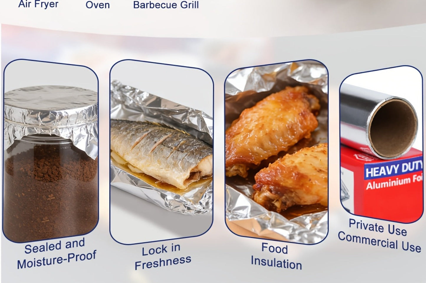 Heavy Duty Aluminum Foil Roll 12 Inch Wide 30 Sq Ft for Restaurant Food Packaging Grilling Cooking